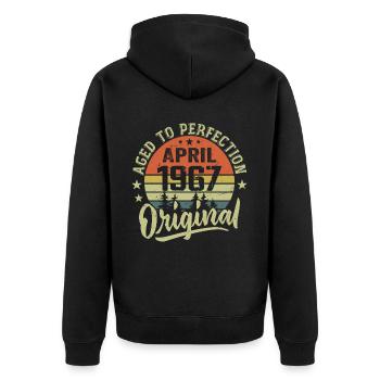 April 1967 Birthday - April 1967 Gift Idea - Unisex Premium Organic Zip Hoodie - black - Back - Nico (187cm)
