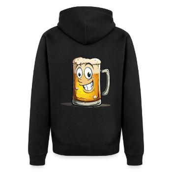Beer Funny Beer Mug Laughing Drinking Alcohol Humor - Unisex Premium Organic Zip Hoodie - black - Back - Nico (187cm)