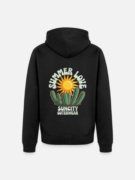 Sonnenkaktus – Summer Vibes - Unisex Premium Bio Zip Hoodie - Schwarz
