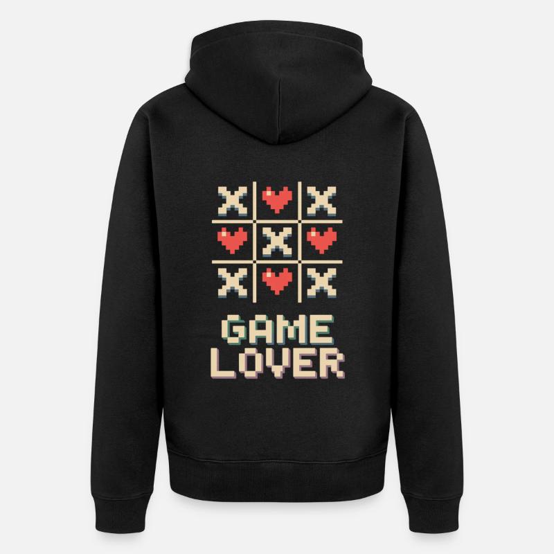 Pixel Heart Tic Tac Toe - Veste à capuche bio Premium Unisexe - noir