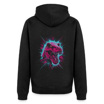 Neon Dino - La préhistoire rencontre le futur - Veste à capuche bio Premium Unisexe - noir - Dos - Nico (187cm)
