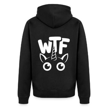 WTF – La magie rencontre l’ironie - Veste à capuche bio Premium Unisexe - noir - Dos - Nico (187cm)