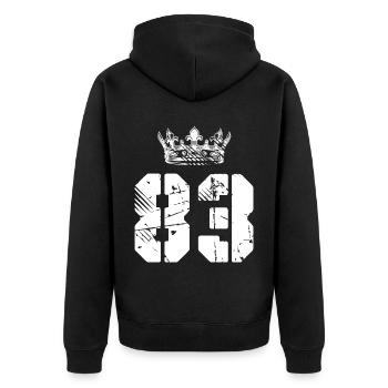 83 Couronne numérique - Veste à capuche bio Premium Unisexe - noir - Dos - Nico (187cm)