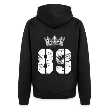 89 Number crown - Unisex Premium Organic Zip Hoodie - black - Back - Nico (187cm)