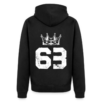 63 Number crown - Unisex Premium Organic Zip Hoodie - black - Back - Nico (187cm)