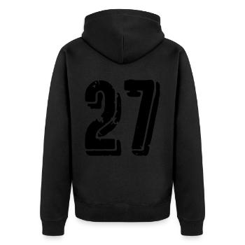 27 Zahl Trikot - Unisex Premium Bio Zip Hoodie - Schwarz - Hinten - Nico (187cm)