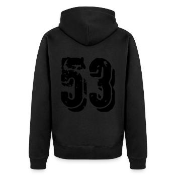 Maillot à 53 numéros - Veste à capuche bio Premium Unisexe - noir - Dos - Nico (187cm)