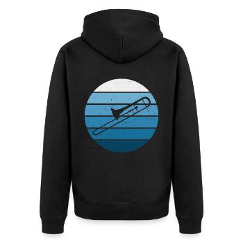 Tenorposaune Posaunistin Posaunist Blaskapelle - Unisex Premium Bio Zip Hoodie - Schwarz - Hinten - Nico (187cm)