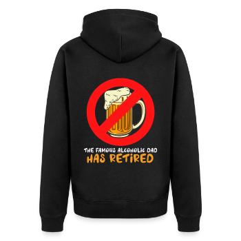 Der berühmte alkoholkranke Vater hat sich in den R - Unisex Premium Bio Zip Hoodie - Schwarz - Hinten - Nico (187cm)