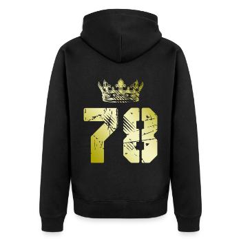 78 Number crown - Unisex Premium Organic Zip Hoodie - black - Back - Nico (187cm)