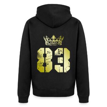 83 Couronne numérique - Veste à capuche bio Premium Unisexe - noir - Dos - Nico (187cm)