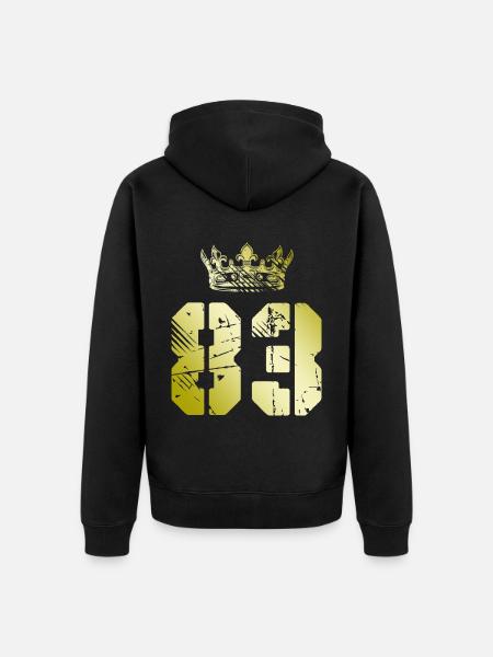 83 Number crown - Unisex Premium Organic Zip Hoodie - black