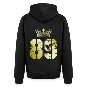 89 Number crown - Unisex Premium Organic Zip Hoodie - black - Back - Nico (187cm)