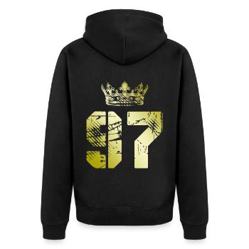 97 Couronne numérique - Veste à capuche bio Premium Unisexe - noir - Dos - Nico (187cm)