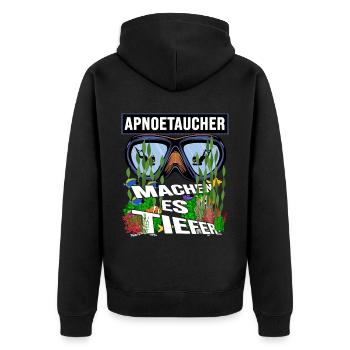 apnoetaucher oxygen apnoe tauchen schnorcheln - Unisex Premium Bio Zip Hoodie - Schwarz - Hinten - Nico (187cm)