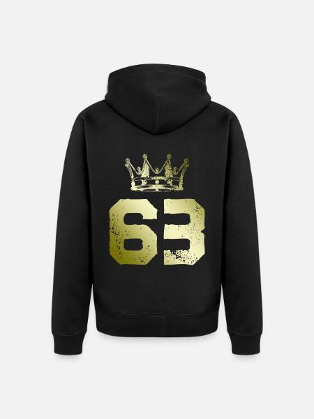63 Number crown - Unisex Premium Organic Zip Hoodie - black