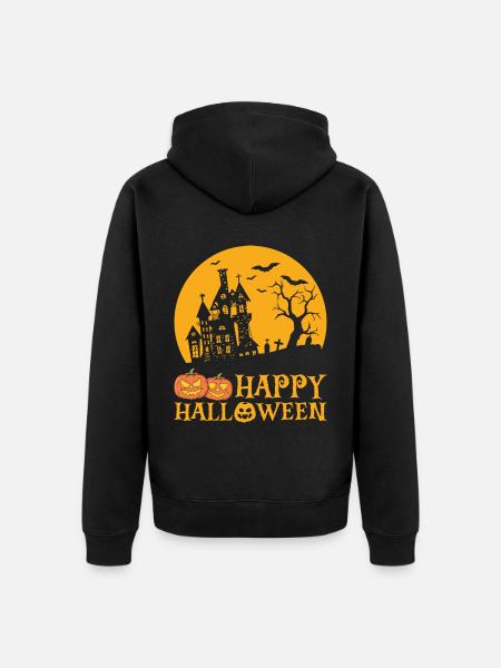 Halloween Bat Pumpkin - Unisex Premium Organic Zip Hoodie - black