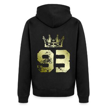 93 Number crown - Unisex Premium Organic Zip Hoodie - black - Back - Nico (187cm)