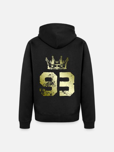 93 Number crown - Unisex Premium Organic Zip Hoodie - black