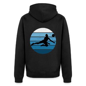 Volley Damen Volleyball Volleyballspieler - Unisex Premium Bio Zip Hoodie - Schwarz - Hinten - Nico (187cm)