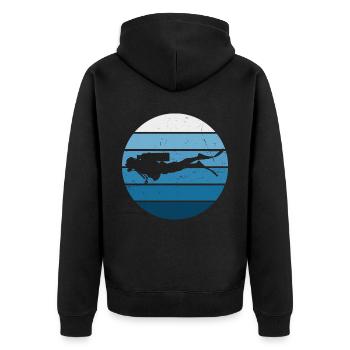 Damen Scuba Diver Diver Free Dive Scuba Tauchen - Unisex Premium Bio Zip Hoodie - Schwarz - Hinten - Nico (187cm)