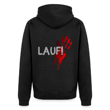 lauf renn blut halloween spruch geschenk idee - Unisex Premium Bio Zip Hoodie - Schwarz - Hinten - Nico (187cm)