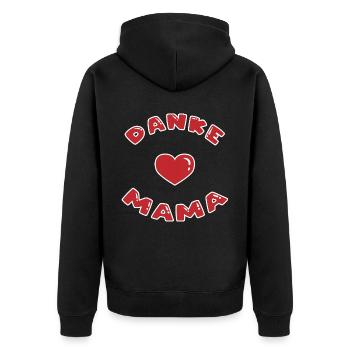 Danke Mama - Muttertag - Unisex Premium Bio Zip Hoodie - Schwarz - Hinten - Nico (187cm)