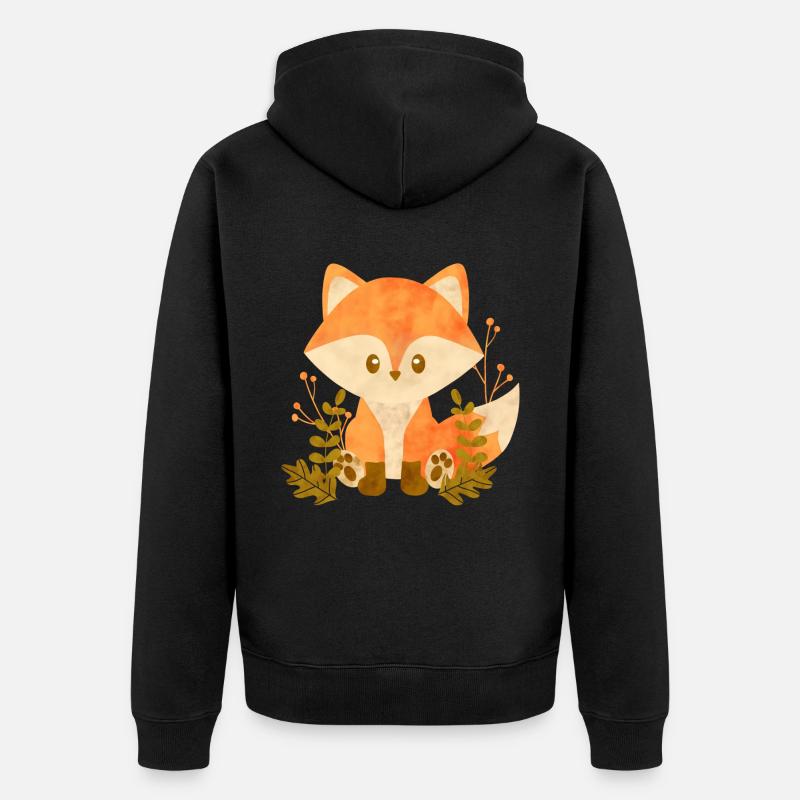 Renard mignon - Veste à capuche bio Premium Unisexe - noir