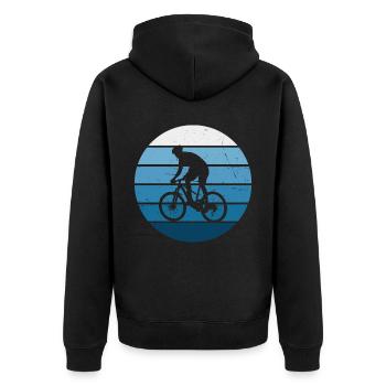 MTB Mountainbike Radfahren Radfahrer Mountainbiker - Unisex Premium Bio Zip Hoodie - Schwarz - Hinten - Nico (187cm)