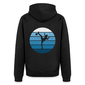 Damen Herren Futnet Spieler Fussballtennis - Unisex Premium Bio Zip Hoodie - Schwarz - Hinten - Nico (187cm)