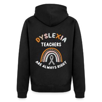 Dyslexia Therapy for Dyslexia Month - Unisex Premium Organic Zip Hoodie - black - Back - Nico (187cm)