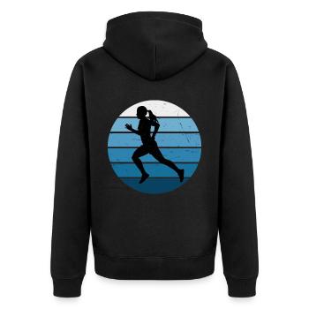 Women's Jogging Men's Running Running Fitness - Unisex Premium Organic Zip Hoodie - black - Back - Nico (187cm)
