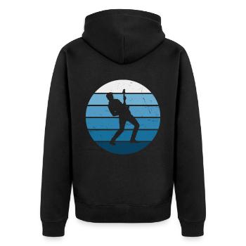 electronic guitar Egitarre akustische gitarre - Unisex Premium Bio Zip Hoodie - Schwarz - Hinten - Nico (187cm)
