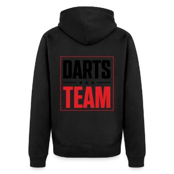 Darts Team - Unisex Premium Bio Zip Hoodie - Schwarz - Hinten - Nico (187cm)
