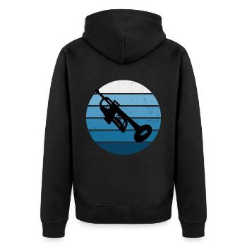 Trompetenspieler Trompeter Trompete Jazz Trompeter - Unisex Premium Bio Zip Hoodie - Schwarz - Hinten - Nico (187cm)