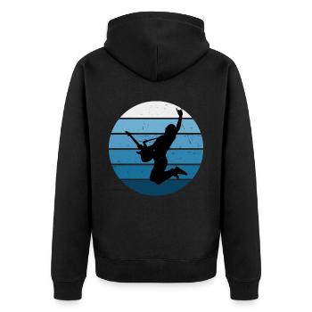 Damen Gitarrenspieler E-gitarre akustische gitarre - Unisex Premium Bio Zip Hoodie - Schwarz - Hinten - Nico (187cm)