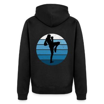 Muay Thai Thai Boxer Thai Boxing Thai Boxing Men - Unisex Premium Organic Zip Hoodie - black - Back - Nico (187cm)