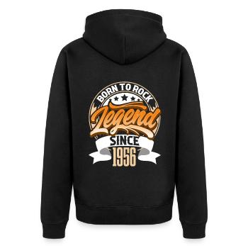 1956 Geburtsjahr Geburtstag Legende Born To Rock - Unisex Premium Bio Zip Hoodie - Schwarz - Hinten - Nico (187cm)