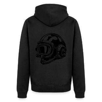 Apnoe Helm Tauchen Scuba - Unisex Premium Bio Zip Hoodie - Schwarz - Hinten - Nico (187cm)