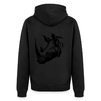Nashorn Tier Silhouette - Unisex Premium Bio Zip Hoodie - Schwarz - Hinten - Nico (187cm)