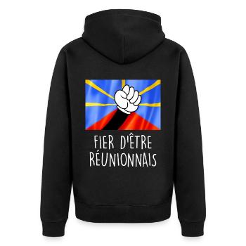 Fier d'être réunionnais Cadeau Drapeau Réunion - Veste à capuche bio Premium Unisexe - noir - Dos - Nico (187cm)