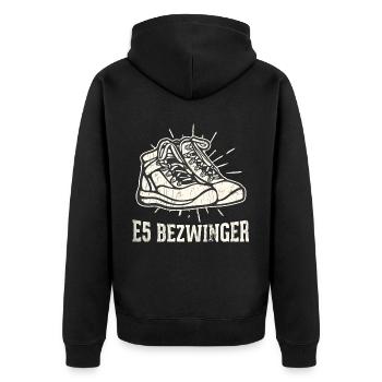 Alpenüberquerung Oberstdorf Meran E5 Fernwanderweg - Unisex Premium Bio Zip Hoodie - Schwarz - Hinten - Nico (187cm)