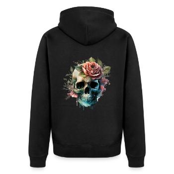 Crâne avec des fleurs - Skull Dia De Los Muertos - Veste à capuche bio Premium Unisexe - noir - Dos - Nico (187cm)