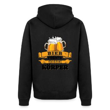 Bier formte diesen Körper Biertrinker - Männertag - Unisex Premium Bio Zip Hoodie - Schwarz - Hinten - Nico (187cm)
