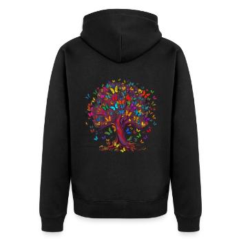 Papillon Arbre Papillons colorés Mouches - Veste à capuche bio Premium Unisexe - noir - Dos - Nico (187cm)
