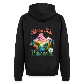 Hiking Hiking Mountains Mountaineering Climbing Nature - Unisex Premium Organic Zip Hoodie - black - Back - Nico (187cm)