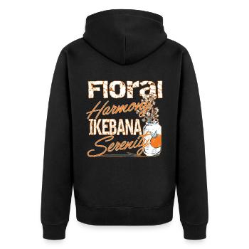 Ikebana Serenity Japanisches Hobby Liebe Kultur - Unisex Premium Bio Zip Hoodie - Schwarz - Hinten - Nico (187cm)