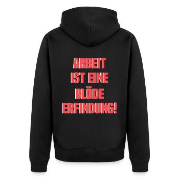 Arbeit Spruch Urlaub Wochenende - Unisex Premium Bio Zip Hoodie - Schwarz - Hinten - Nico (187cm)