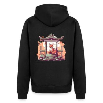 Fox Japan Inari Temple Kami Nippon Shinto - Unisex Premium Organic Zip Hoodie - black - Back - Nico (187cm)