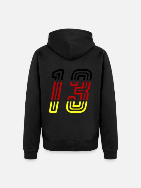 13 Zahl symbol Germany - Unisex Premium Bio Zip Hoodie - Schwarz